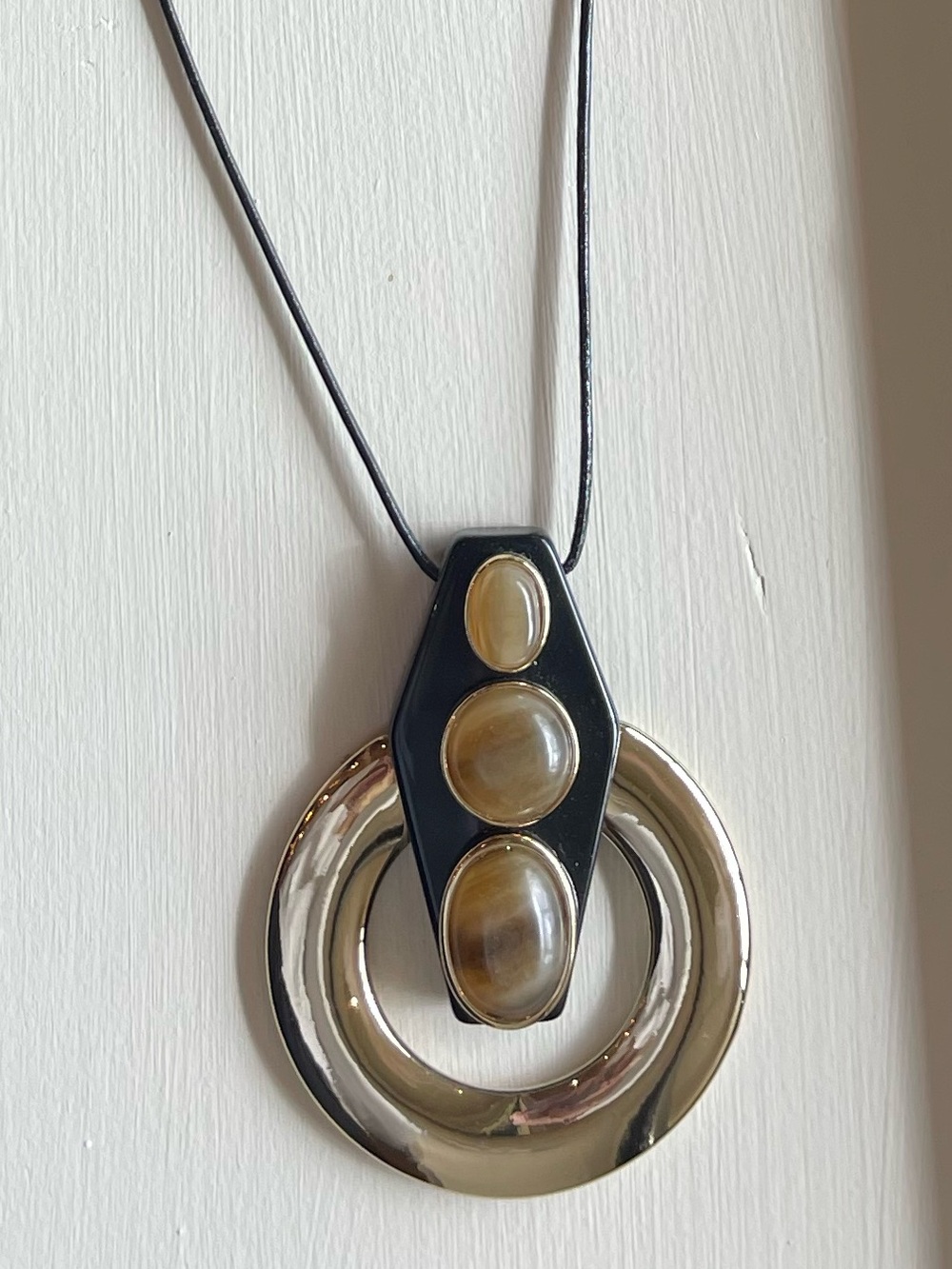 Chico’s long leather statement necklace